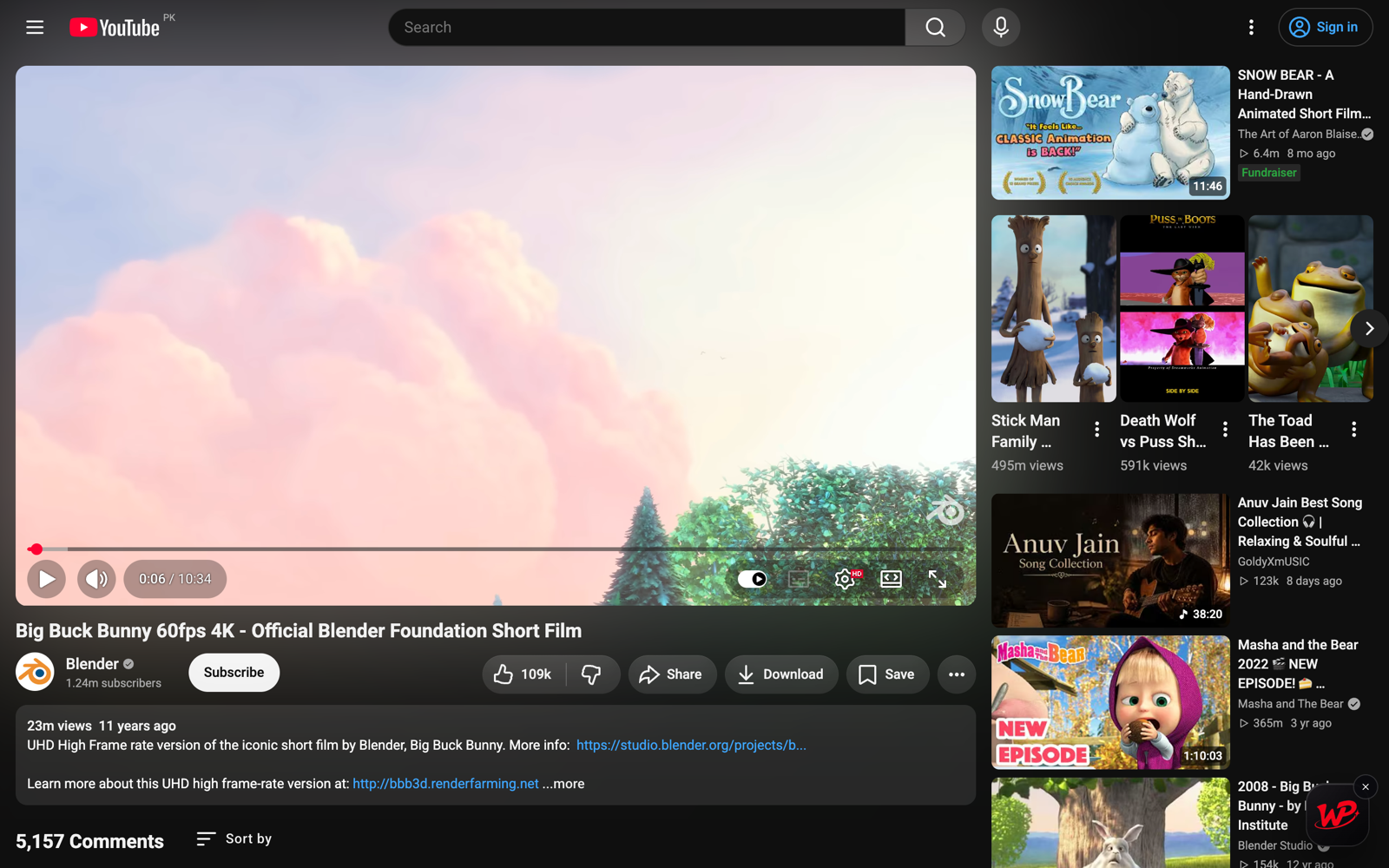 A YouTube watch page with the round Watch Peak Party badge floating over the bottom-right corner of the window.